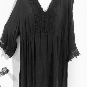 Torrid Black Ruffled Tunic with Relaxed Fit